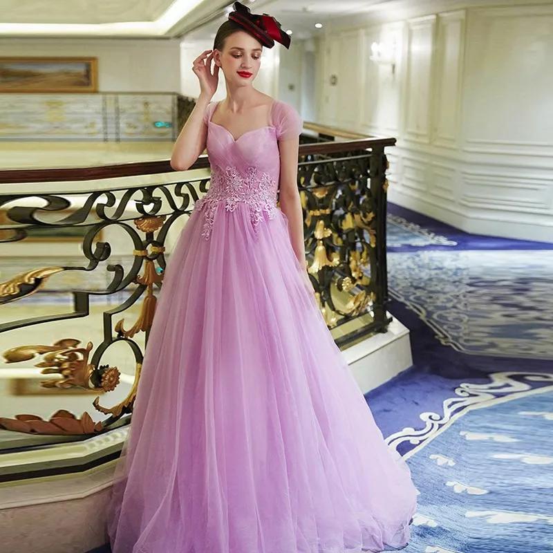 우아한 여성 Tulle 라인 이브닝 가운 공식 패션 웨딩 파티 드레스